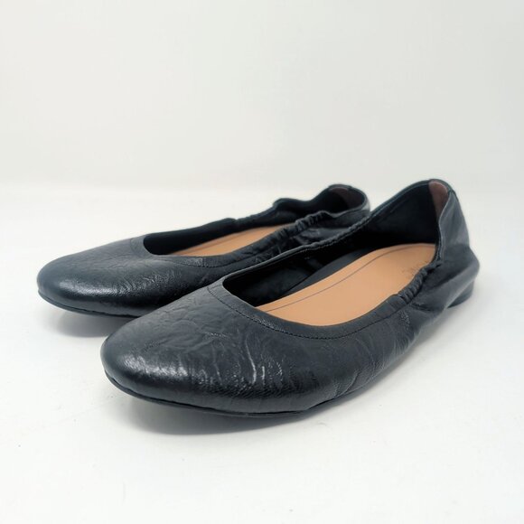 Vionic Black Ballet Slippers Shoes 9 Alexa Elastic Heel - Picture 10 of 10